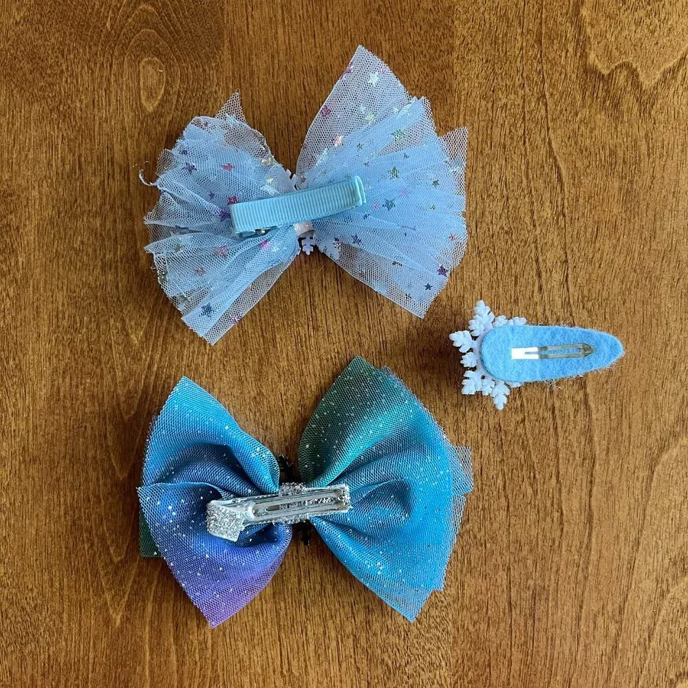 Snowflake sparkle hair clips